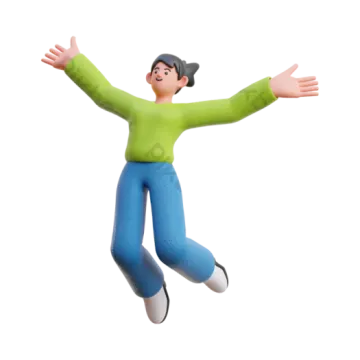 a man is jumping in the air with his arms outstretched