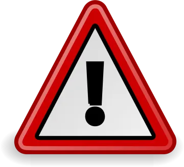 a red triangle with a black and white sign on it