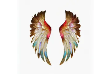 a watercolor painting of two wings