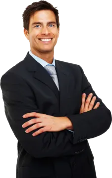 a man in a suit with his arms crossed