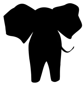 an elephant silhouetted on a white background