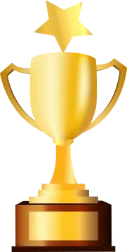 a gold trophy on a white background