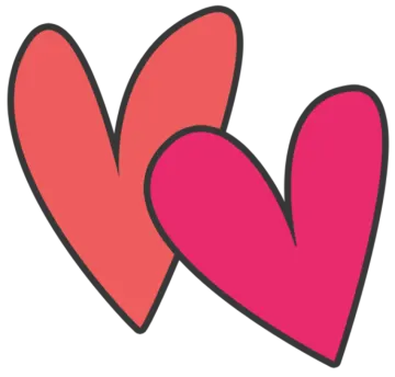 two red hearts on white background