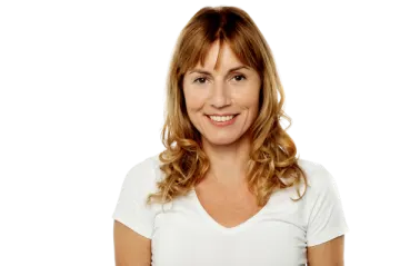 a woman wearing a white t - shirt