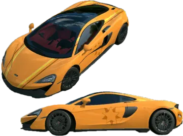 an orange sports car on a white background