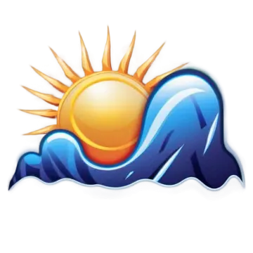the sun is shining over a wave