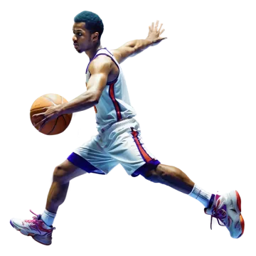 a basketball player is running with the ball