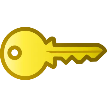 a golden key on a white background