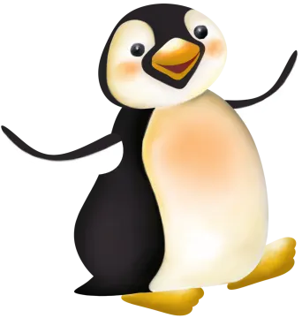 a cartoon penguin sitting on the ground