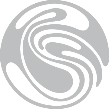 a white logo with the letter s on it
