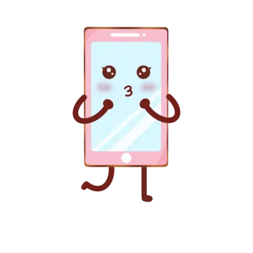 a cartoon phone with a sad face on it