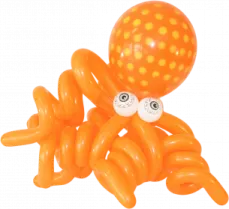 an orange octopus balloon with polka dots on it