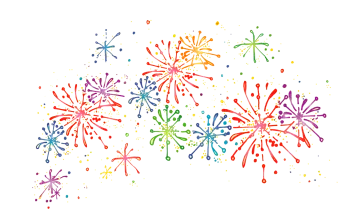 a group of colorful fireworks on white background