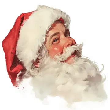 a watercolor painting of a santa claus