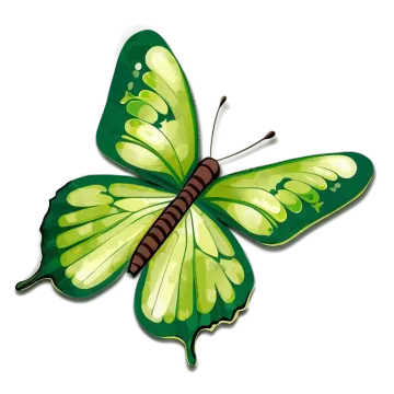 a green butterfly on a white background