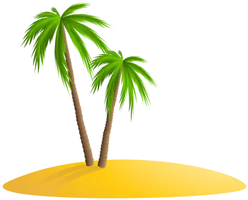 a small island with two palm trees