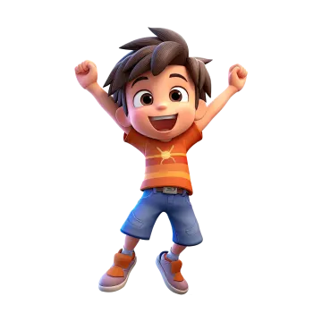 a young boy with his arms up in the air