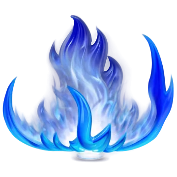 a blue flame on a white background