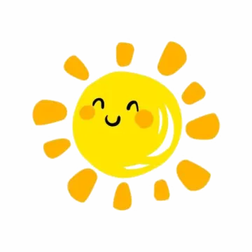 a cartoon sun with its eyes closed