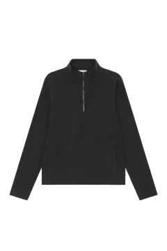 a picture of a black sweatshirt with zippers