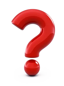 a red question sign on a white background