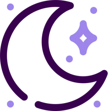 a purple crescent with dots on it