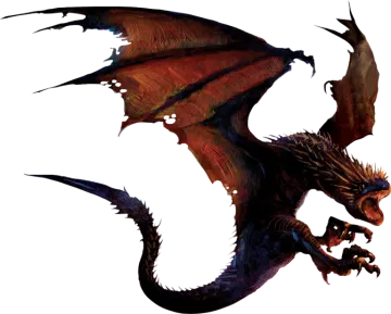 a red and black dragon flying through the air