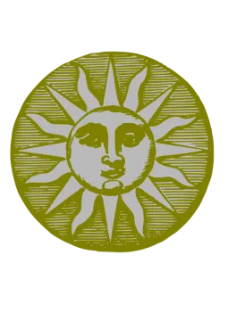 a sun with a face in the middle of it