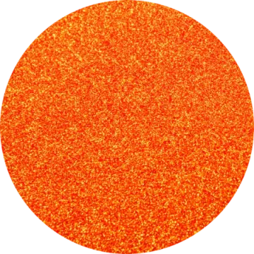 a round orange glitter with a white background