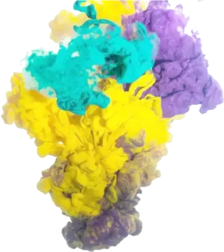 a bunch of colored inks on a white background