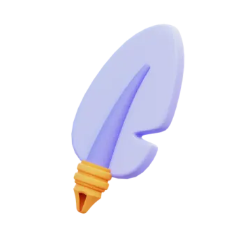 a blue feather with a yellow tip on it