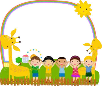 a group of children standing in front of a gi