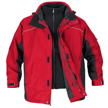 a red and black jacket