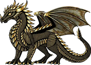 a gold and black dragon