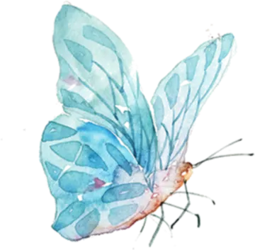a watercolor painting of a blue butterfly