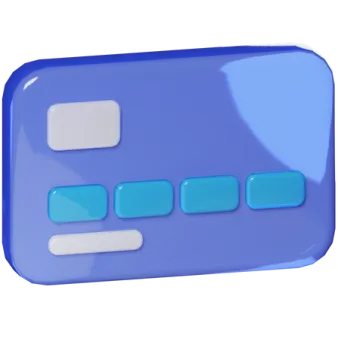 a blue and white button on a white background
