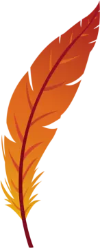 a red feather on a white background
