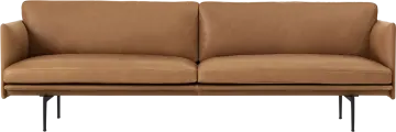 a tan leather sofa with black legs