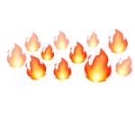 a group of flames on a white background