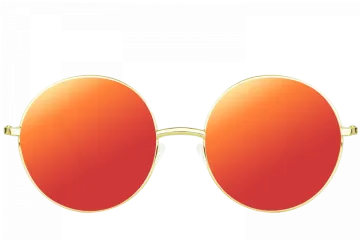 a pair of sunglasses with red lenses