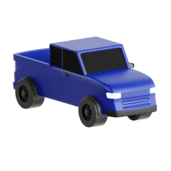 a blue toy truck on a white background