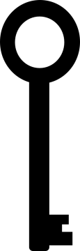 a black and white silhouette of a key
