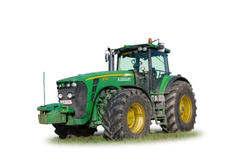 a green tractor on a white background