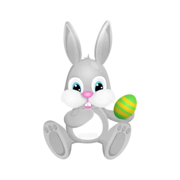 a cartoon bunny holding an easter egg