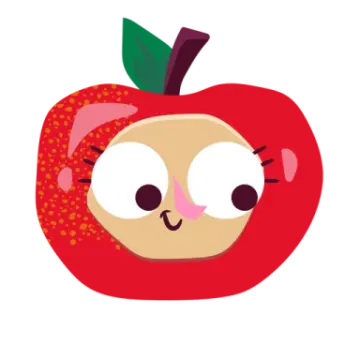 an apple with a face drawn on it