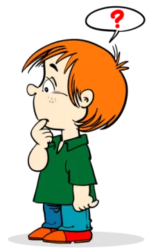 a boy with a thought bubble above his head