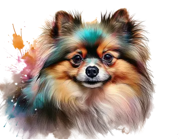 a painting of a dog on a white background