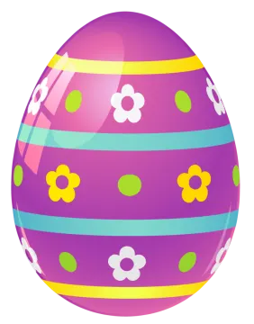 an easter egg with colorful stripes and flowers