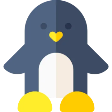 a penguin with yellow feet