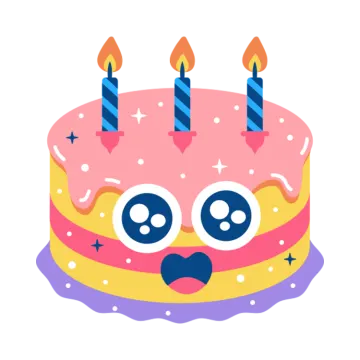 a birthday cake with three candles on top